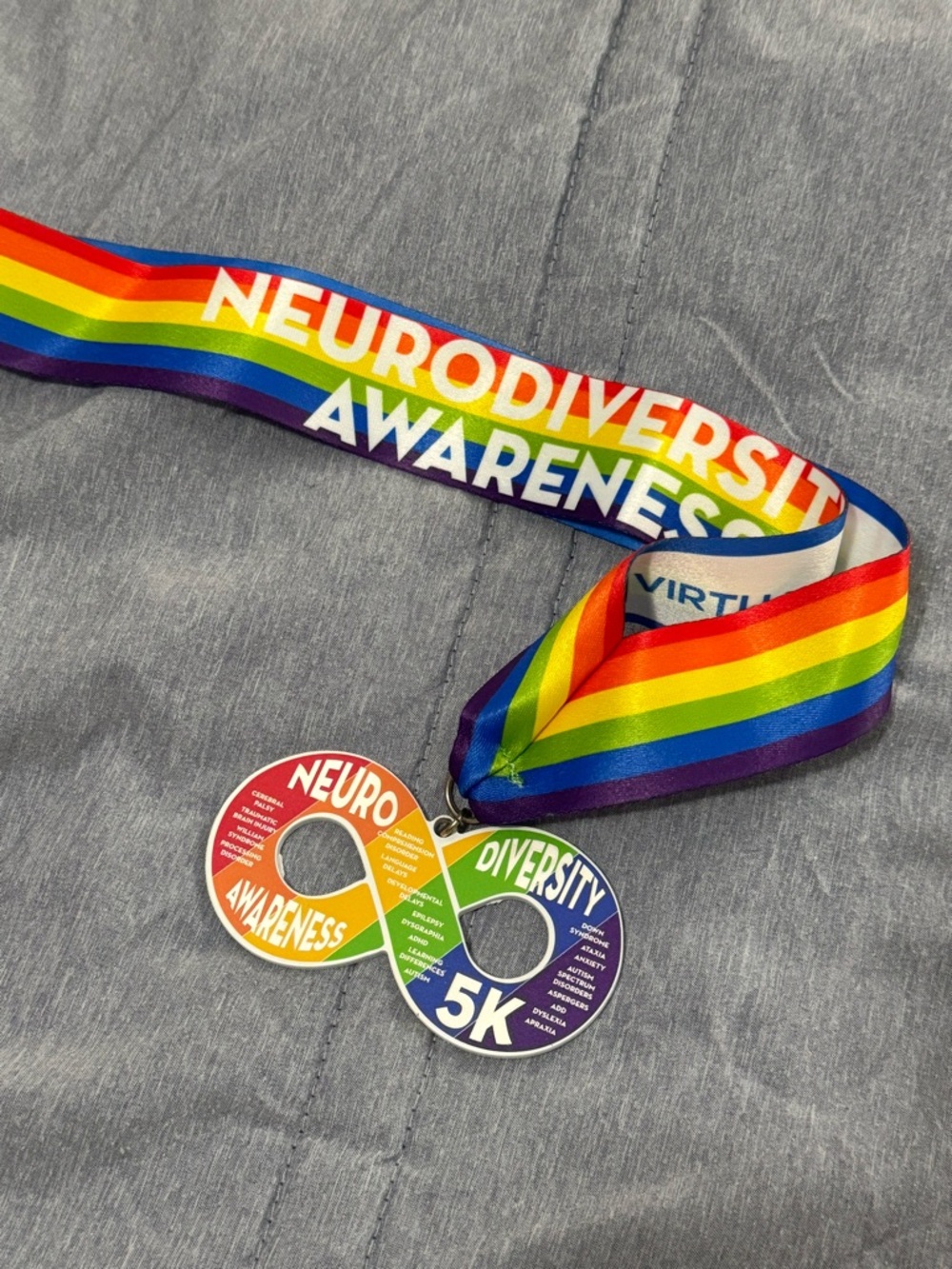 🌟 Neurodiversity Awareness Infinity Medal with Rainbow Ribbon